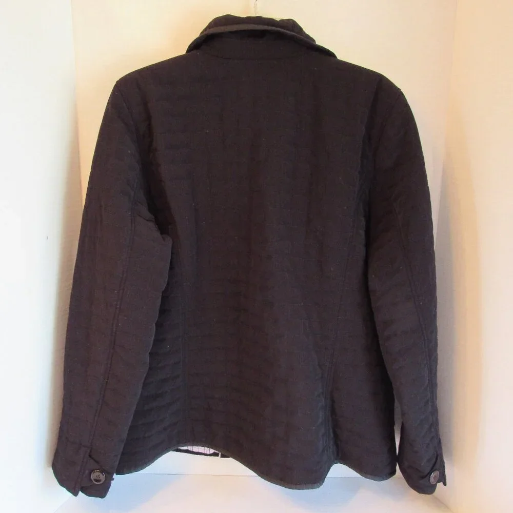Esprit Black Quilted Full Zip Collared Zip Pocket Puffer Jacket Size XL